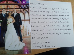 oran mor wedding client message to ceilidh band